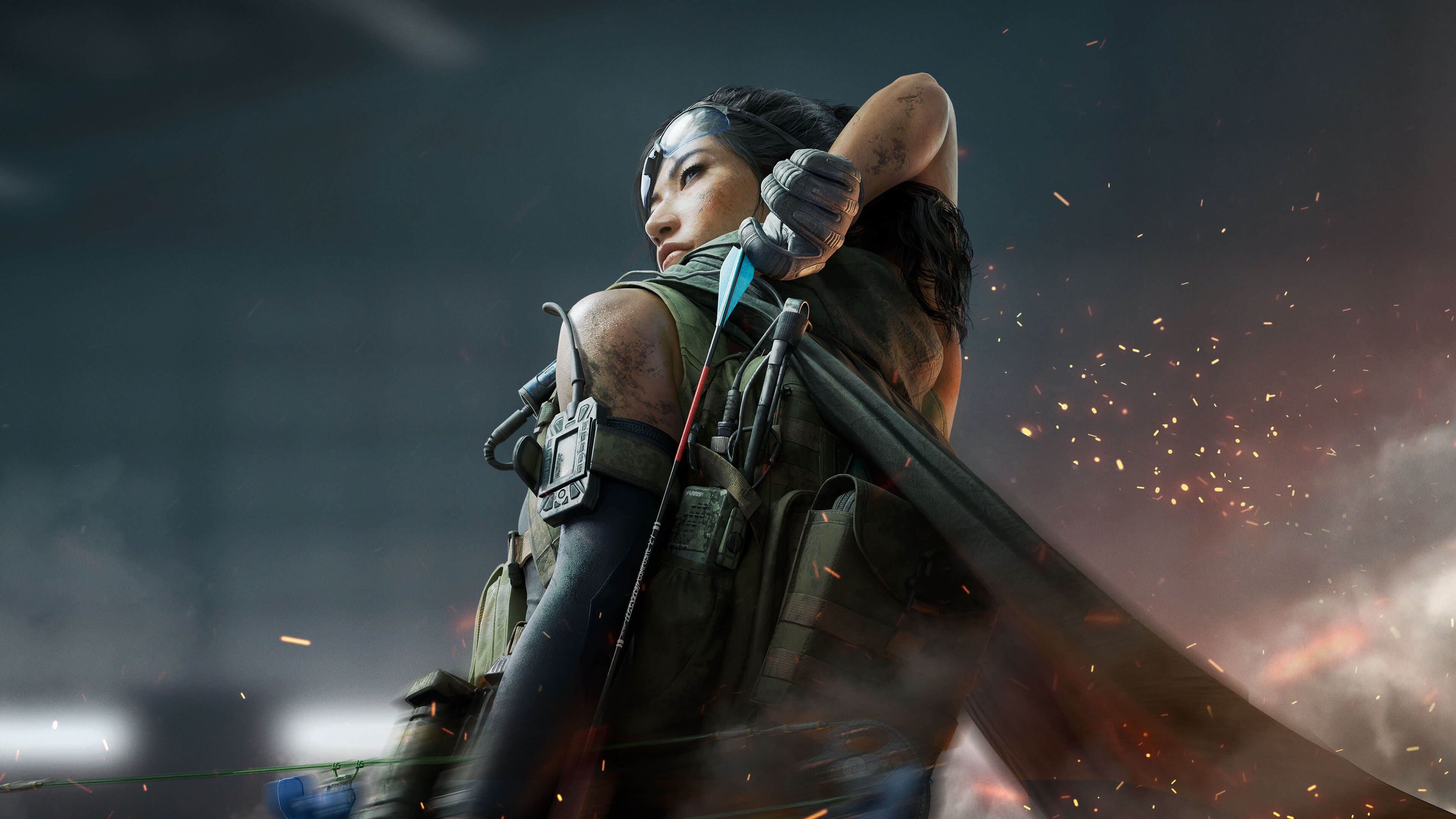 Operator drawing a bow at an extraction point